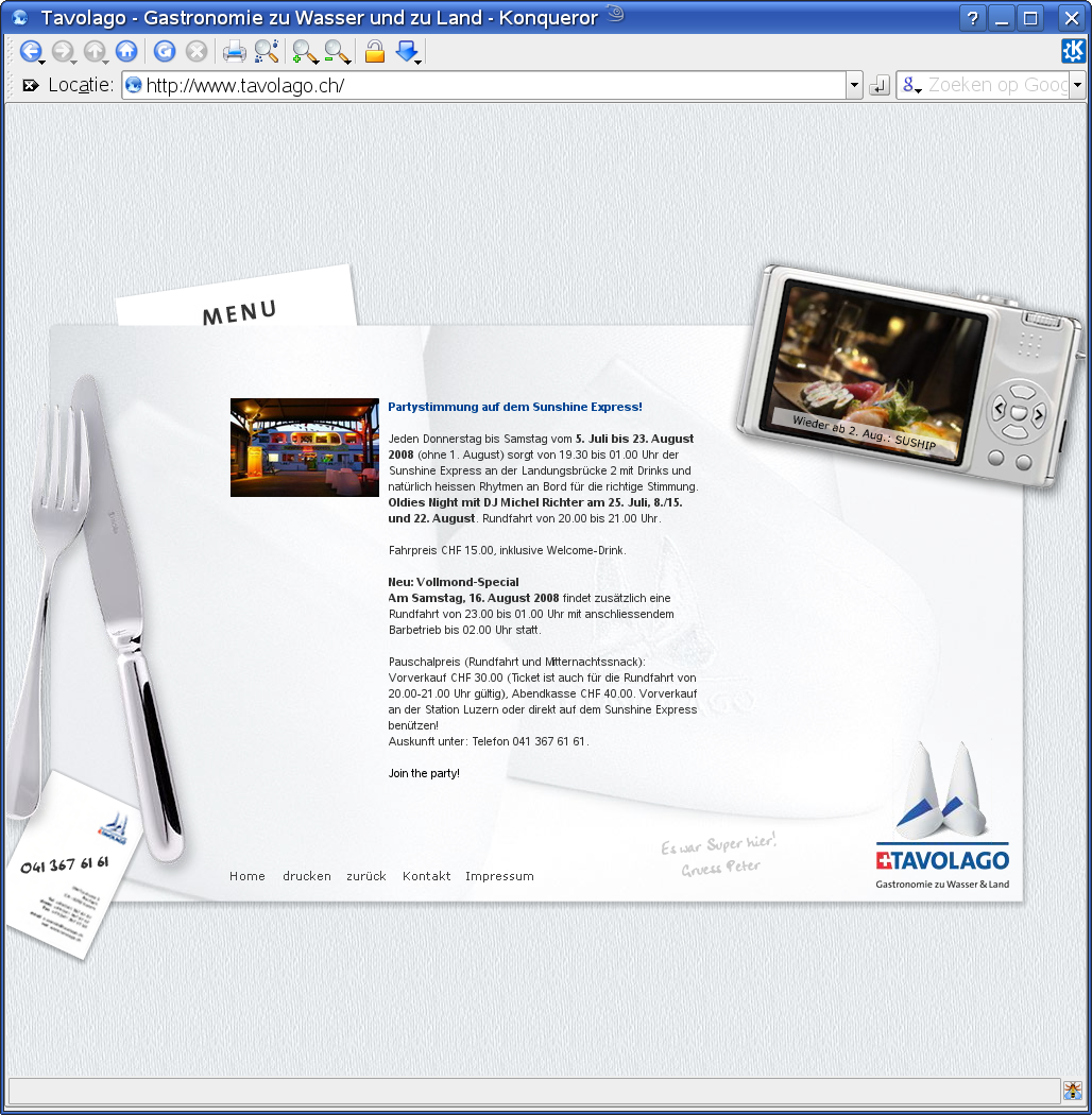 tavolago website screenshot